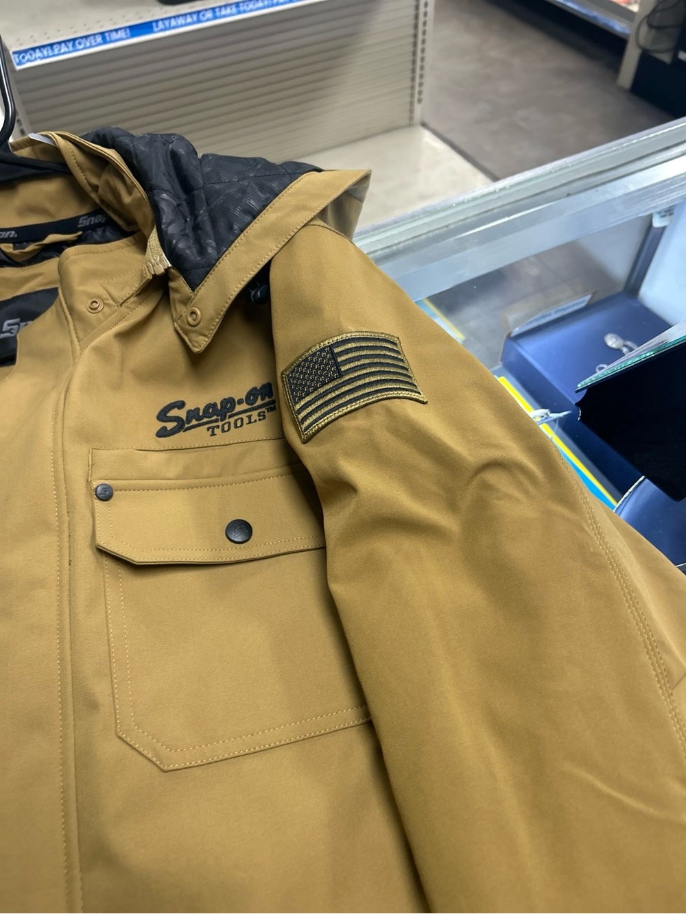 Snap Workfield Jacket in Brown with Black Hood